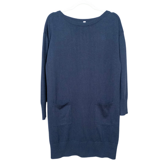 GARNET HILL Classic Silk & Cotton Sweater Dress Navy Blue Pockets Women's Small - Picture 1 of 5